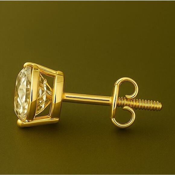 3 ct Lab Grown Diamond Stud Earrings G Color VS Clarity 14K Yellow Gold NWT - Picture 4 of 6
